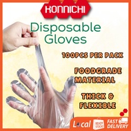 KONNICHI 5Pkt 100pcs Disposable Plastic Gloves AS Hygiene Restaurant Catering Sarung Tangan Plastik