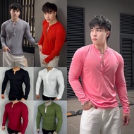 WARHORSE ribbed long-sleeved shirt, poly collar thermal shirt, fashionable, sports, gym. Sport Sport