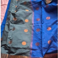 Saree Grey and Royal blue with Copper border. -Preloved