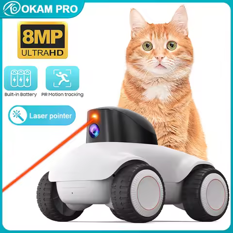 OKAM Mobile Robot Camera HD 8MP 4K 5G WiFi Camera 5200 MAh Battery Laser Pointer Two-Way Intercom Ni