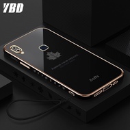 YBD ตรงขอบชุบเคสโทรศัพท์สำหรับ Vivo Y85 V9 V9เยาวชน Y66 Y65 Y81 Y83 Y97 V11i Y81i V11 V11 Pro ปลอก,ที่แม่นยำกล้องป้องกันกรณีใบเมเปิลเคสกันกระแทกพิมพ์ลายพร้อมฟรีสายคล้อง