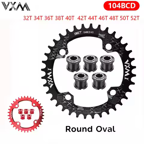 VXM Narrow Wide Chainring 104 BCD with Bolts 30T-52T MTB Chain Ring Oval / Round Coroa 104bcd 38 36
