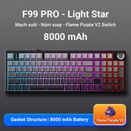 [AULA F99 PRO] AULA F99 mechanical keyboard - NINJA KEYCAP TAIL CIRCUIT - Rotary knob - Flame Purple