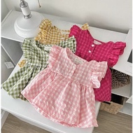 QATE206 cute checkered rough clothes set for girls TB317