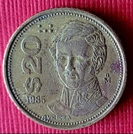 r147墨西哥1985年厚實金黃色（20披索）銅幣乙枚（美品，保真）.