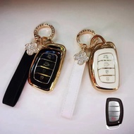 Car TPU Key Case Holder Chain For Hyundai IX25 IX35 Elantra Sonata I40 4Buttons Car Interior Accesso