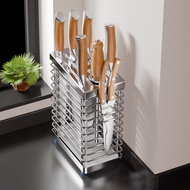 Stainless Steel Knife Holder Multi-Knife Slot Scissors Kitchen Knife Holder Multi-Function Drain Rac