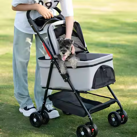 Pet Stroller Dog Stroller for Pet Puppy Conveyors and Strollers Carriers and Strollers for Dogs Fold