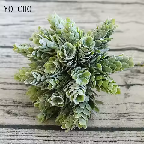 YO CHO Artificial Fake Plant Twigs Succulents Leaves 30 Heads Pineapple Grass Green Plastic Plant DI