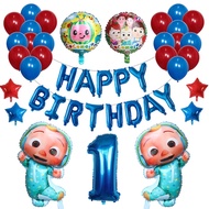 🔥READY STOCK🔥42pcs/set Cocomelon Theme Balloon Birthday Party Baby Shower Decorations Aluminum Film 