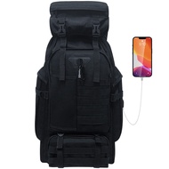 80L Camping Hiking Backpack, Large Military Tactical Backpack, Waterproof Travel Daypack With Carabi