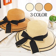 【Free Shipping】 Color scheme Ribbon Straw Hat ■ Women's Straw Hat Cankan Hat Wheat Wara Hat Miscellaneous Goods Collar Wide UV Protection Fashionable Sunbat Measures Hat uv Cut Hat Ribbon Resort S