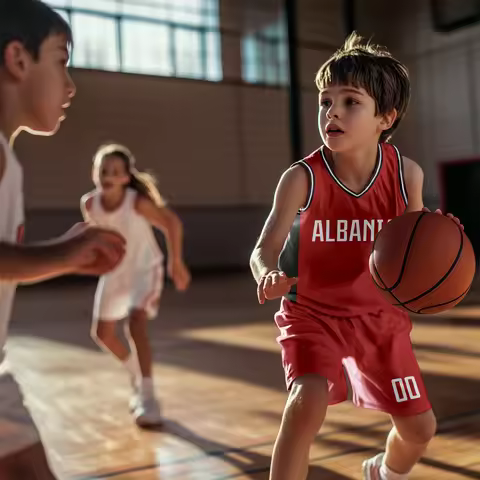 Custom Albania Basketball Set for Kids Personalized Name Number Jersey and Shorts Basketball Team Un