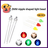100pcs LED Luminous Diode 2mm Nipple Type White Hair Yellow Blue Green Light High Bright Color Hair 