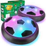 2 Pack Hover Soccer Ball with 8 Pcs Batteries, Air Floating Soccer Toy with LED Lights and Foam Bump