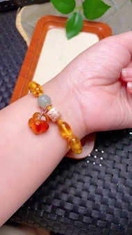 原創手工客製天然花珀棗珠手鏈 色澤油潤 規格11.3×8.6公釐