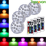 Topewon 10 Leds RGB Submersible Light Underwater LED Night Light Swimming Pool Light for Outdoor Vas