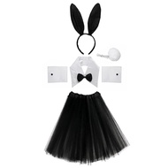 Easter Bunny Costume Set Bunny Cosplay Costume Rabbit Headband Tail Bowtie Cuffs