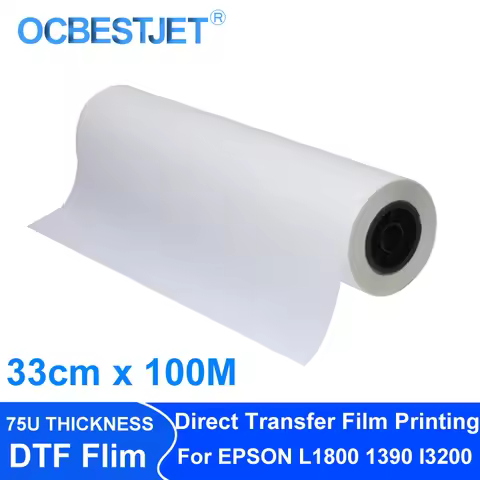 33cm*100m A3+ Roll DTF PET Transfer Film 75 Micron For Direct Transfer Film Printing For Epson L1800