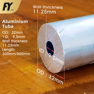 FUYI Aluminum tube OD 32mm ID 9.5mm alloy tube 32mm outer diameter 9.5mm inner diameter pipe wall thickness 11.25mm size 32x9.5 300mm 500mm Aluminium hollow tubing round bar