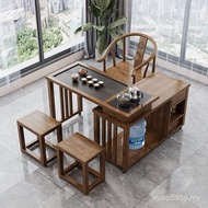 Boiling Water Small Apartment Table Tea Rubber Wood Rotating Type with Tea Table Solid Wood Balcony 