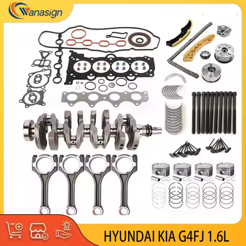 Engine Rebuild Gasket Piston Crankshaft ConRod Bearing Set Timing Chain Kit Fit 1.6 L T G4FJ For Hyu