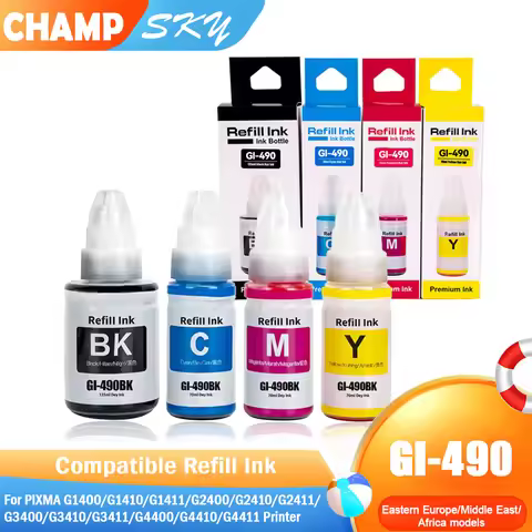 Sky 490 GI-490 Ink ,Premium Refill Ink For Canon G1400 G1410 G1411 G2400 G2410 G2411 G3400 G3410 G34