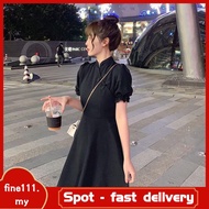 【Malaysia stock】Design Sense Frog Button Dress Modified Cheongsam Vintage Waist Closing Dress【fine11
