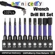 10Pcs Impact Allen Screwdriver Bit Hex Drill Bit Set Magnetic Hex Key Screwdriver Socket Set Kunci A