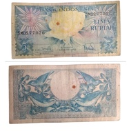 Uang Kuno Asli 5 Rupiah Kertas 1959