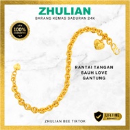 Gelang Puteri Sarah Rantai Tangan Sauh Love Gantung Emas Zhulian BT5027 Gold Plated Bracelet Jewelry