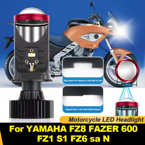 1Pc H4 LED Projector Lens Motorcycle Headlight Canbus 6000K Hi/Lo Beam Moto Light 12V For YAMAHA FZ8