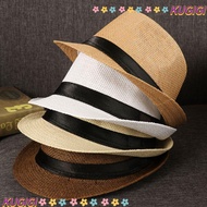 KUGIGI Straw Panama Cap Fashion Gangster Cap Beach Cowboy Fedora Hat