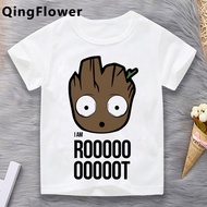 New baby Groot big sister tee Cute t-Shirt kawaii Funny Costume roupa infantil Short 100-150