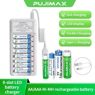 PUJIMAX battery charger NI-MH battery AA/AAA battery rechargeable battery 8slot LED fast charging