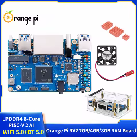 Orange Pi RV2 2GB/4GB/8GB RAM Board LPDDR4 8-Core TOPS AI CPU WiFi BT5.0 BLE M2 PCIE SSD Mini PC For