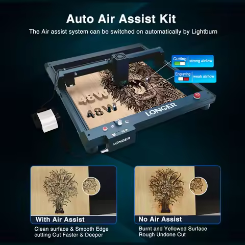 LONGER Laser B1 40W Laser Engraver with Smart Air-Assist System High Speed Engraving and 450x440mm W