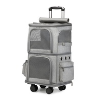 Pet Trolley Bag Travel Large Capacity Hatchback Multi-Cat Stroller Breathable and Portable Oversized Cat Bag Dog Cage
