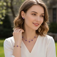 Lucky 5 Leaf Clover Jewelry Set Women 3PCS Necklace Earrings Bracelet Gift