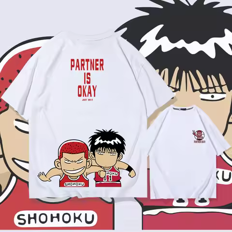 Japanese cartoon Slam Dunk master Sakura Flow partner 100% cotton short sleeve T-shirt male summer l