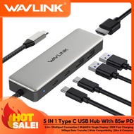 WAVLINK USB C 10Gbps Hub, 5-In-1 Type C to 4K@60Hz HDMI Multiport Adapter with 85W Power Delivery, 2 USB 3.1 Ports, 1 USB A 2.0 Port Type C Devices