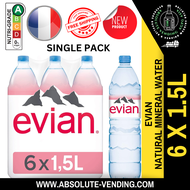 [SINGLE PACK] EVIAN Mineral Water 1.5L X 6 (BOTTLE) - FREE DELIVERY within 3 working days!