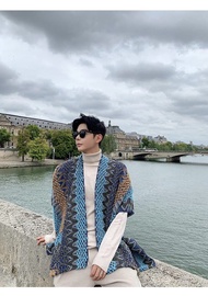 Tay Dệt Kim Retro Dân Tộc Boho Áo Len Khăn Choàng Nam Nữ Dày Thời Trang Thu Đông Khăn Choàng-Phong C