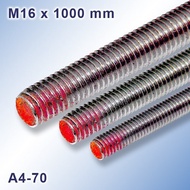 SS316 Asdrat 7/8" Long Threaded 7/8" Stud/ 7/8"Bolt 7 Threaded As/ 8" x 1 Meter Stainless SUS316/A4-