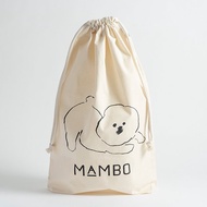 日本 MAMBO 比熊犬純棉收納束口袋/ L