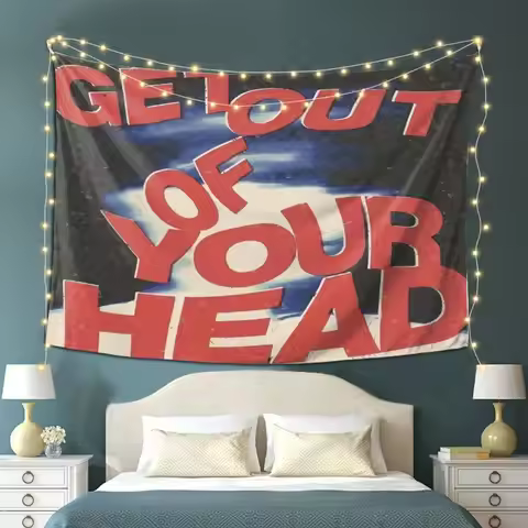 VIKAMA Retro Text Tapestry Get Out Of Your Head Vintage Wall Hanging Aesthetic Bedroom Dorm Home Dec