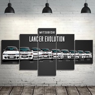 Canvas Painting Print Modular Artwork Modern 5 Pieces Mitsubishi lancer evolution Car Pictures Home 