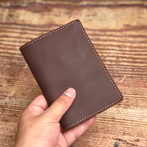 NUPUGOO Genuine Leather Passport Protective Case Retro Passport Holder Single Passport Book Document
