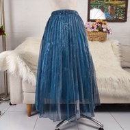 Long pleated skirt glitter pleated skirt long pleated skirt long shimmer skirt