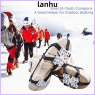 LANHU 1Pair Ice Gripper Spike, Anti-Slip Universal 24 Teeth Ice Claw,  Spike Shoe Covers Spike Grips